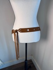 Women s brown genuine leather western fringe belt, size XL