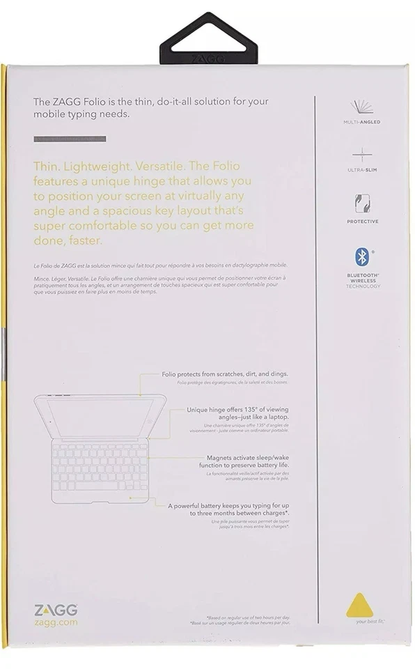 ZAGG Hinged Keyboard Folio Cover Case with Bluetooth for iPod Air -7”10” - New - Image 2 of 4