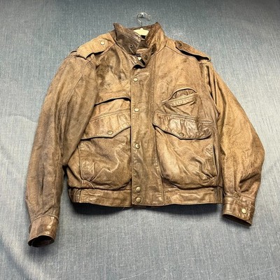 Adventure Bound Men's Jacket Size M Brown Leather Bomber Coat Thinsulate Flight