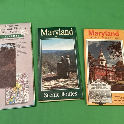 Lot of 3 Maryland Maps, Official Highway Map, Gousha Travel, MD Dept of Travel