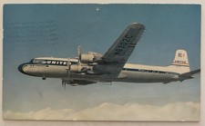 Vintage Postcard United Airlines Douglas DC-7 Airplane Postmarked 1958 Airmail