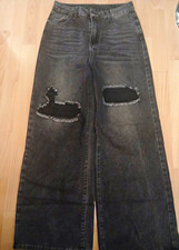 SheIn Damen Jeans Schwarz Wide Leg Distressed...