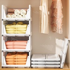 Stackable Plastic Storage Drawers Closet Organizers Storage,4 Pack Open