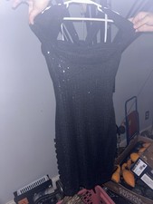 Black, Sparkly, Bodycon HOCO Dress, Back Cut, Soft Inside, Party