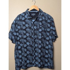 Nat Nast Button Down Shirt Mens XL Blue Tropical Silk Blend Luxury Camp Shirt