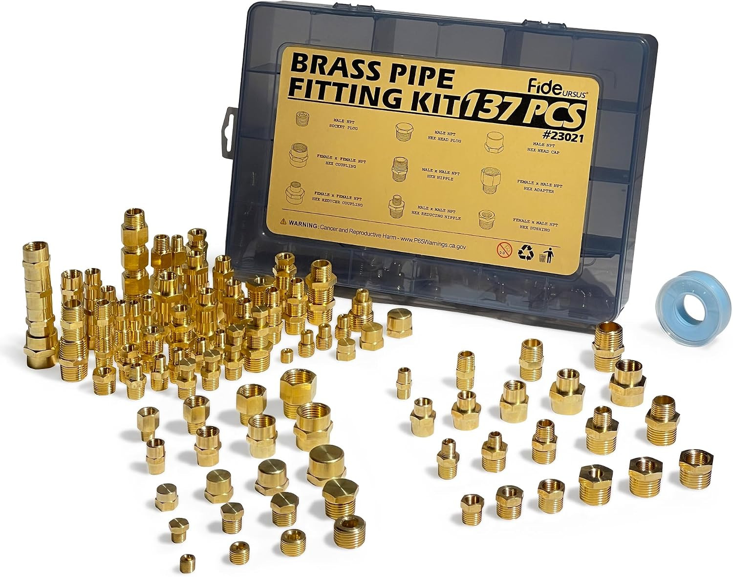 137PCS Brass Pipe Fittings Assortment Kit NPT Extension Adapter,Reducer Bushing