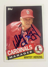 SIGNED WHITEY HERZOG 1985 TOPPS CARD #683 - CARDINALS
