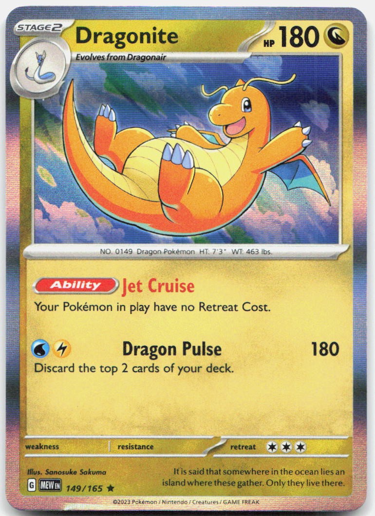Dragonite 149/165 Rare 151 Pokemon Near Mint