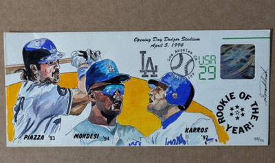 4-5-94 Wild Horse Cachet #35/75 LA Dodgers Rookie Of Year  Piazza Mondesi Karros