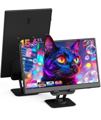 Wireless Portable Monitor for Laptop/PC, 15.6'' FHD IPS Travel Monitor with St...