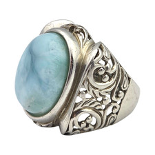 N.K. SILVER STERLING SILVER AND BLUE LARIMAR SIZE 6 RING 10.1GR 1350