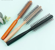 Round Hair Brush Curling Roller Hairbrush Small Wood Brush Unisex Styling Brush