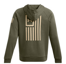 Under Armour Hoodie Mens Small Loose Fit UA Freedom Flag Fleece Marine Green