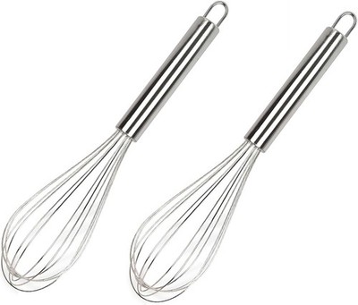 Manual Egg Whisk, 2 Pcs 6 Inch Long Stainl Steel Egg Beater for Bread,