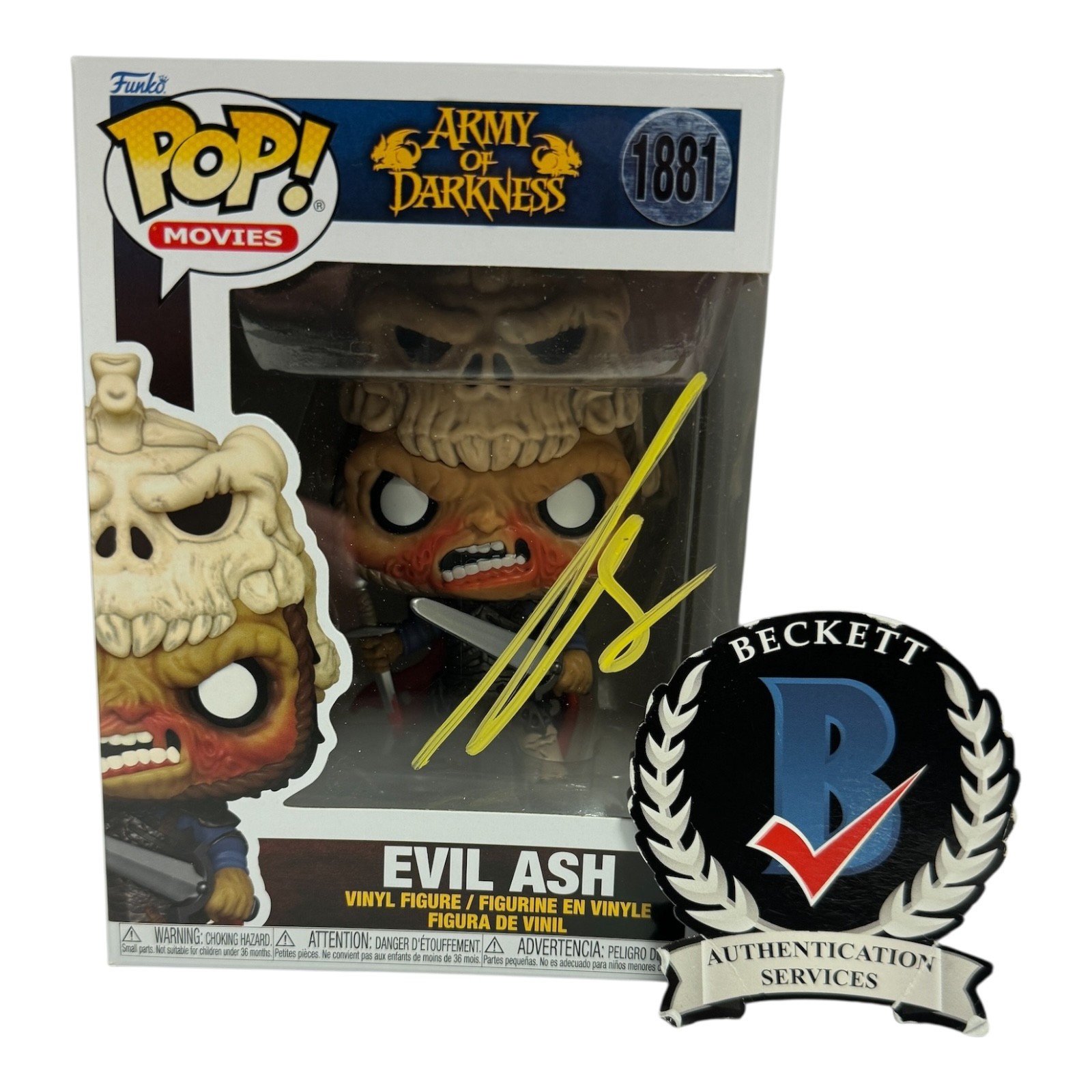 Bruce Campbell Signed Autograph Army Of Darkness Funko Pop 1881 Beckett Evil Ash