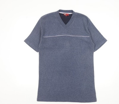 Whispering Smith Herren T-Shirt blau V-Ausschnitt Kurzarm Strick Gr. L
