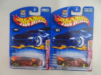 Hot Wheels Flamin' 2/5 Callaway C7 2003 Collector No. 061 Copper Lot Of 2