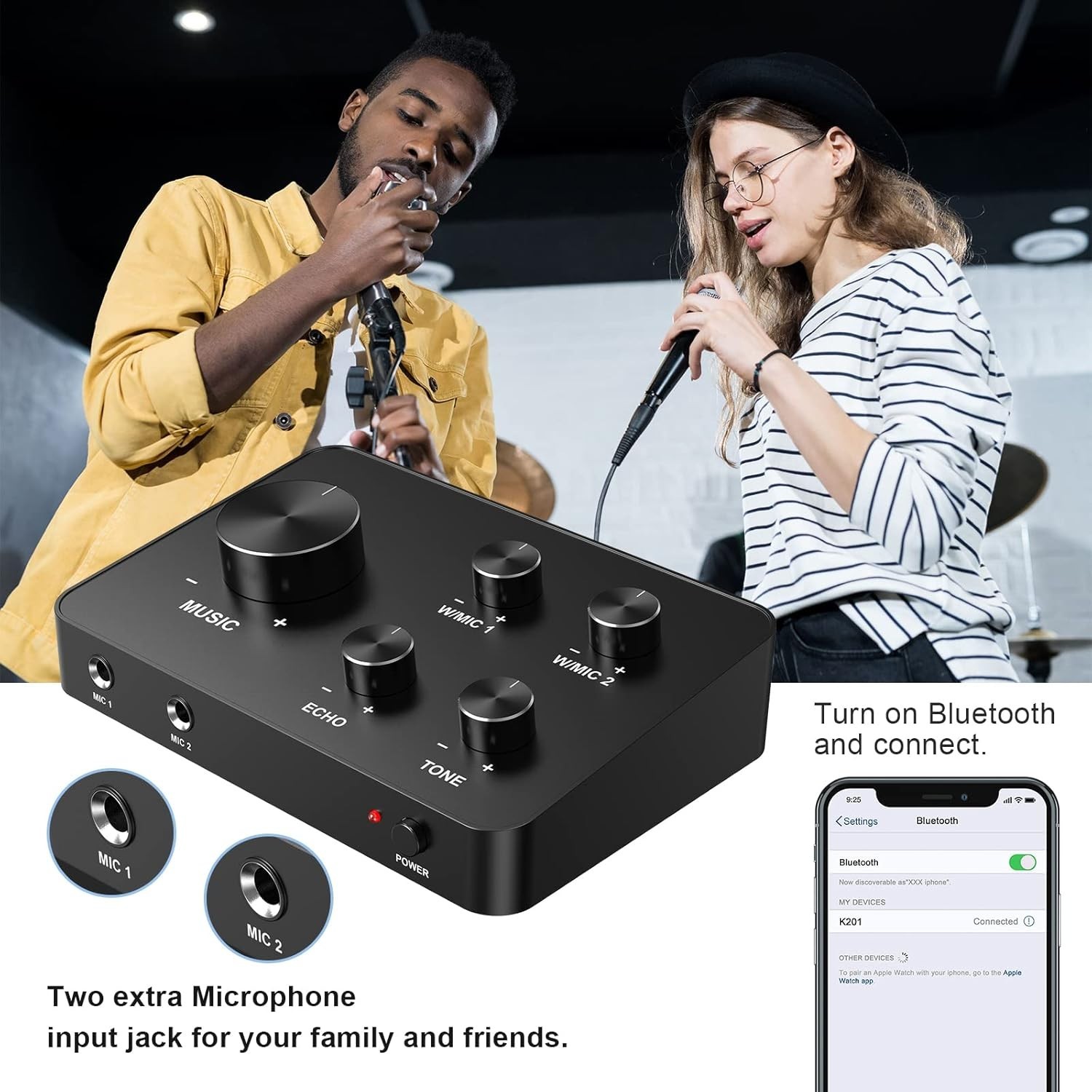 Rybozen Wireless Microphone Karaoke Mixer System, Dual Wireless Microphones