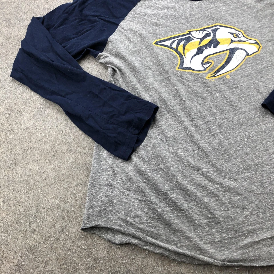 Nashville Predators Shirt Mens XL Navy NHL Hockey Long Sleeve Raglan Made USA - Image 2 of 4