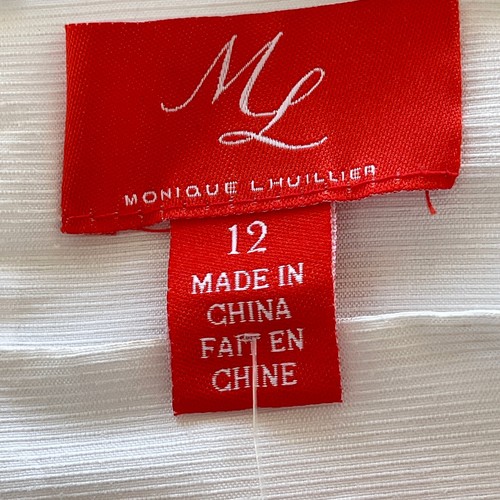 Top corto ML Monique Lhuillier blanco sin mangas talla 12 nuevo con etiquetas - Imagen 6 de 9