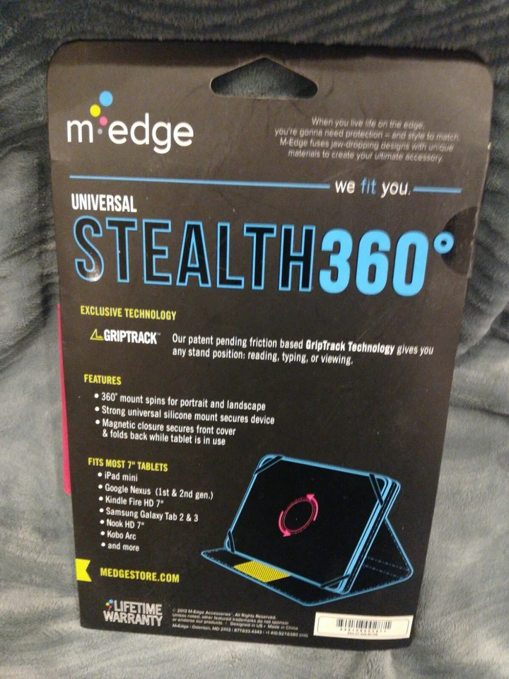 M-Edge Universal Stealth 360 Degrees for 7" Devices Griptrack Red New In Pak! - Image 2 of 2