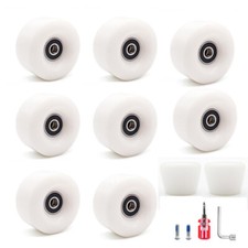 8pcs Roller Skate Wheels Quad with ABEC-9 Bearing 82A PU 2 Toe Stoppers White