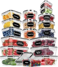 36-pack food storage containers, BPA-free plastic meal prep containers