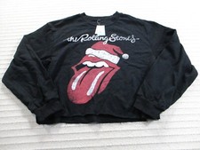 Rolling Stones Sweatshirt Womens Large Black Round Neck Pullover Cotton