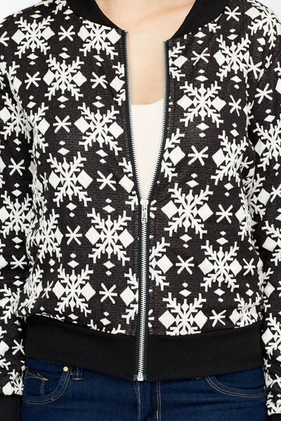 Women's Girls Fairisle Print Bomber Christmas Jacket Size 12 - Image 4 of 4