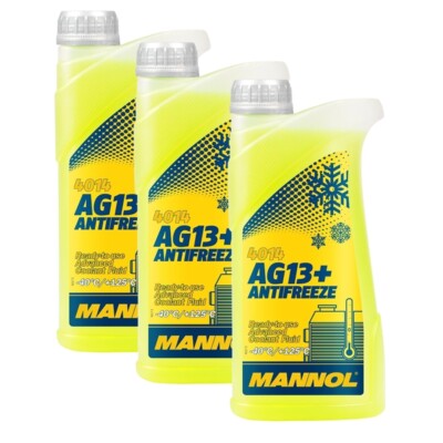3x1L MANNOL AG13+ GELB ANTIFREEZE bis -40°C KÜHLERFROSTSCHUTZ KÜHLMITTEL G13+
