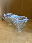 Vintage Anchor Hocking Hobnail Opalescent Moonstone Sugar & Creamer 3”