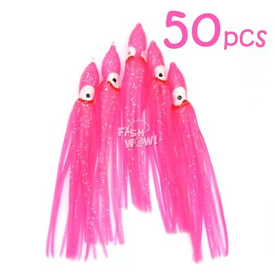 50pcs Pink 4.75'' Fishing Squid Skirts Octopus 12cm baits lures Hoochies 4-3/4''