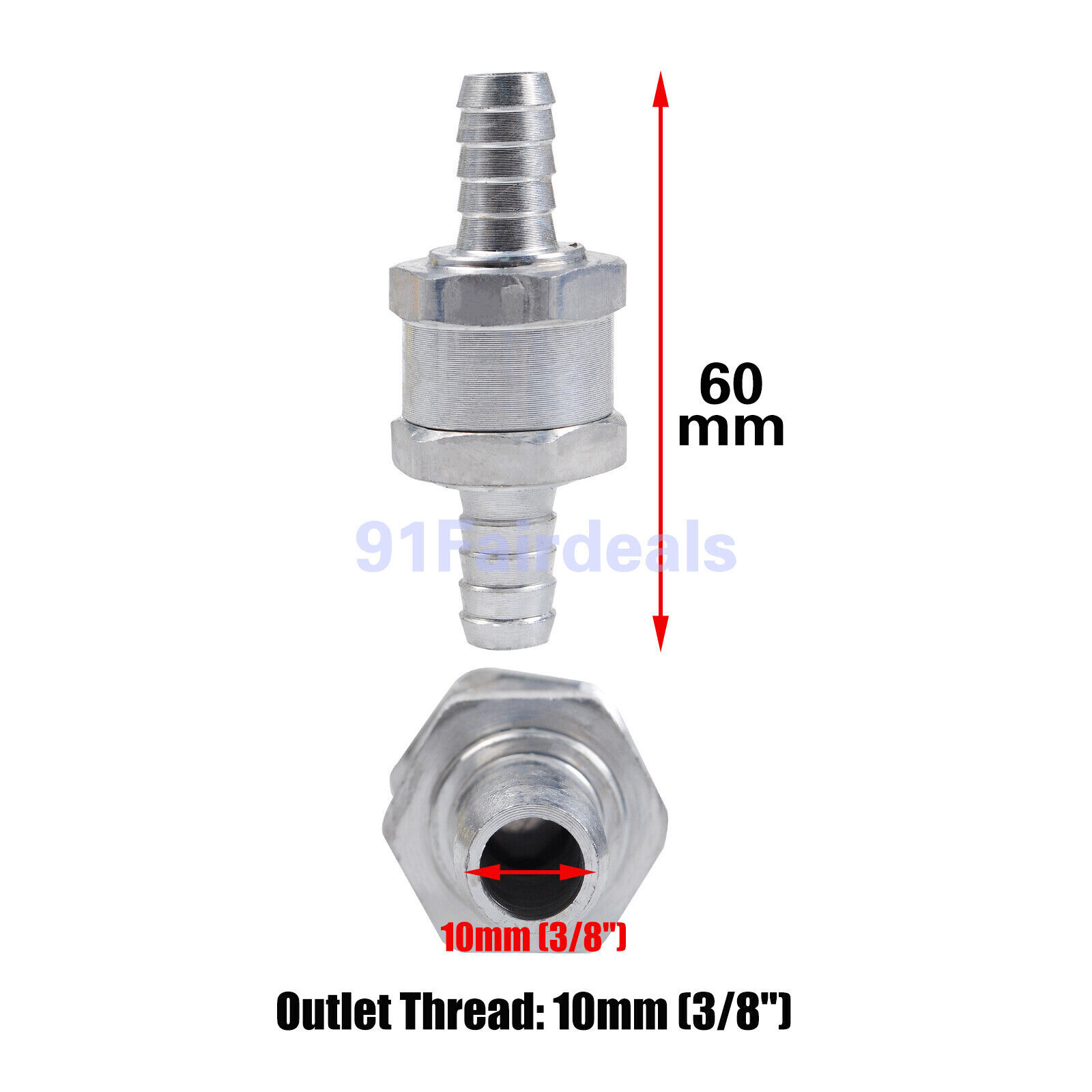 3/8" Fuel Check Valve One Way Inline Non Return Diesel Gasoline Black 10mm 2Pcs