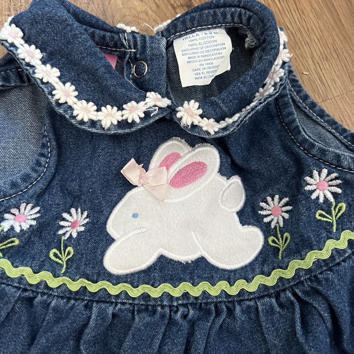 Vintage Cradle Togs Baby Girls Embroidered Bunny Jean Denim Dress Size 6-9M  | eBay
