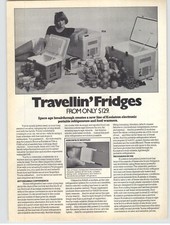 1980 Koolatron Portable Refrigerator Travellin' Fridges Vintage Print Ad 