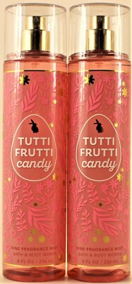 QTY 2 - Bath & Body Works TUTTI FRUITI CANDY Fine Fragrance Body Mist Spray 8Oz