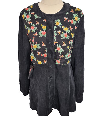 Pia & Paula Finland Vintage Corduroy Quilted Shacket Top Dress Sz UK 16 M 70s 90