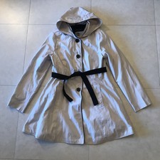 Laundry Shelli Segal Belted Coat Womens L Cream 4 Button Flare Bottom