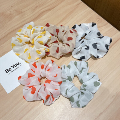 Chiffon Casual Summer Hair Tie Lovely Pattern Scrunchie For Ponytail Washable 
