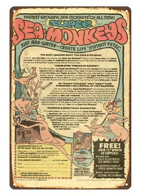 metal wall art 1978 Super Sea Monkeys comic book ad metal tin sign