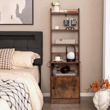 NNECW Multifunctional End Side Table with 6-Level Adjustable Shelves for Bedroom