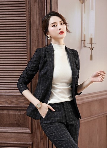 Blazer Pants Suit Women Office Work Business Formal Clothing Plaid Size 2-14 New - Picture 42 of 43