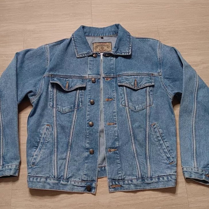 Armani Jeans Denim Jacket Men s SMALL Button Front Medium Blue eBay