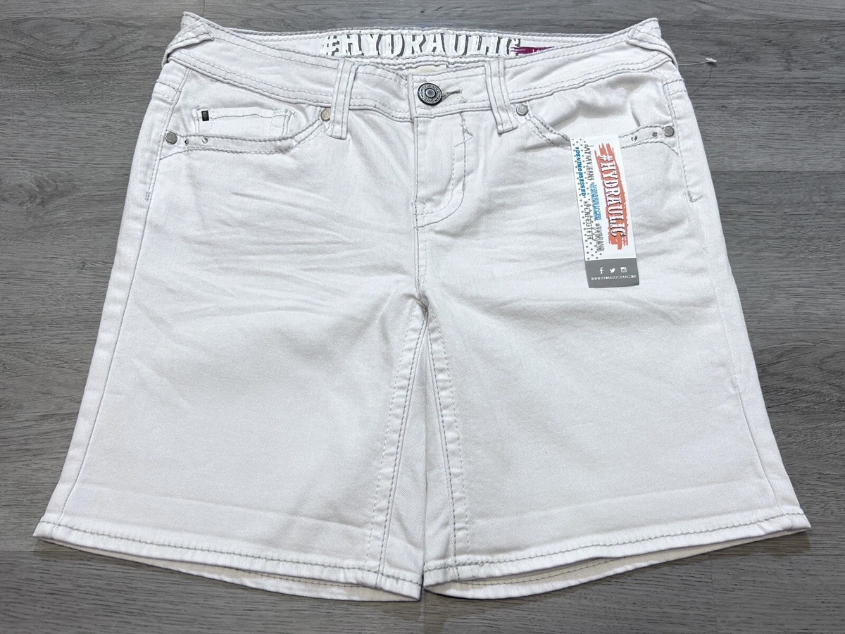 HYDRAULIC Women s Shorts Size 9 10 32 Lola Curvy White Stretch