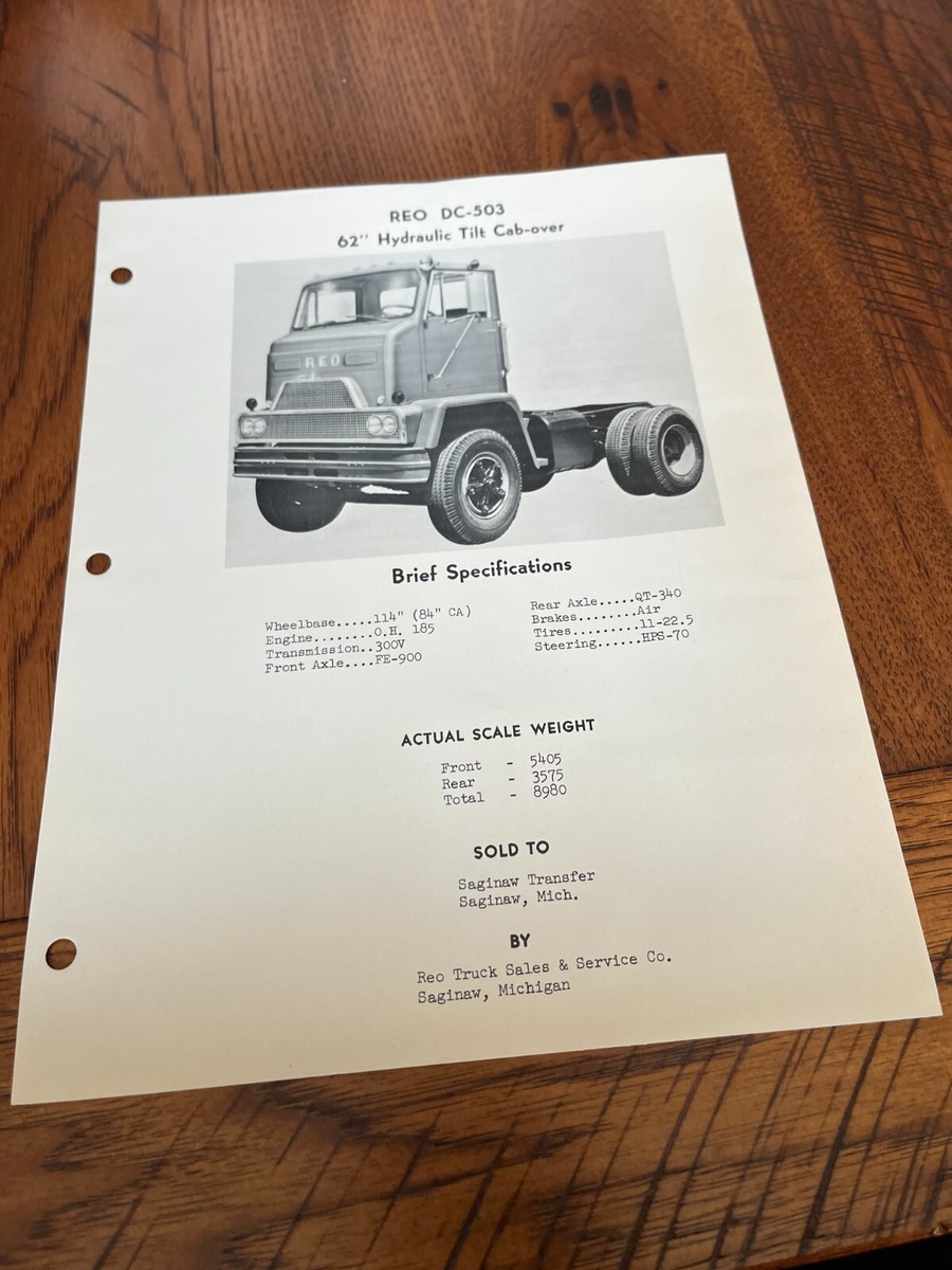 REO DC-503 Cab Over Truck Brochure SMPA | eBay