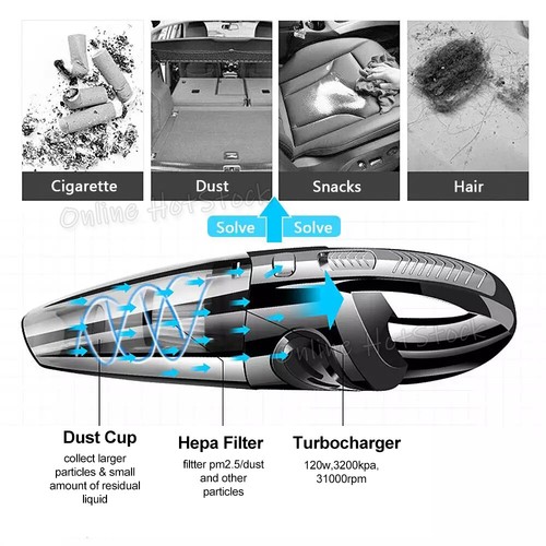 Car Vacuum Cleaner Handheld 12V 120W Cordless Rechargeable Portable Home OZ - Picture 6 of 10