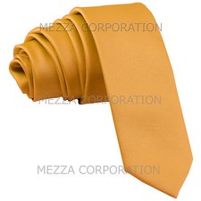 New Vesuvio Napoli Men's 2.5" skinny necktie only solid polyester prom Gold