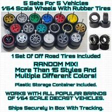 5 RANDOM Sets Real Rider Wheels Rubber Tires For 1/64 Scale Customs Restorations