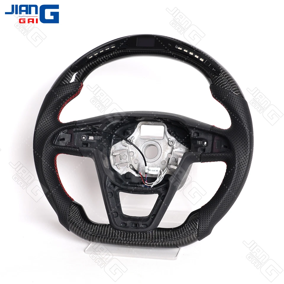 Volante LED de fibra de carbono real para Seat Leon Cupra MK3 Arona 2013-2018 Foto 4 de 4