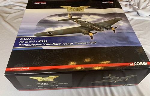 2008 Corgi 1:72 Scale He-III H-3 -KG53 'Condorlegion' Lille-Nord, France AA33711 - Picture 6 of 10